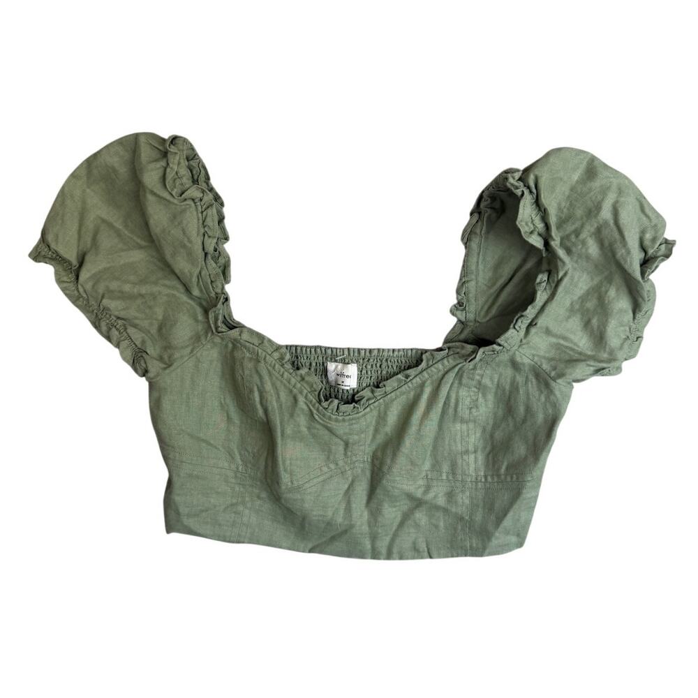 Aritzia Wander Linen Blouse Bustier Top Sage Green Medium